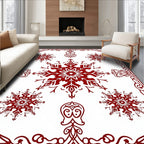 Red Snowflake Scrollwork Pattern Rug