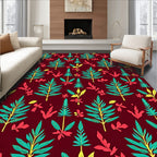 Tropical Leaf Pattern Design in Teal Rug
