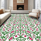 Vibrant Floral Vine Bird Pattern Rug