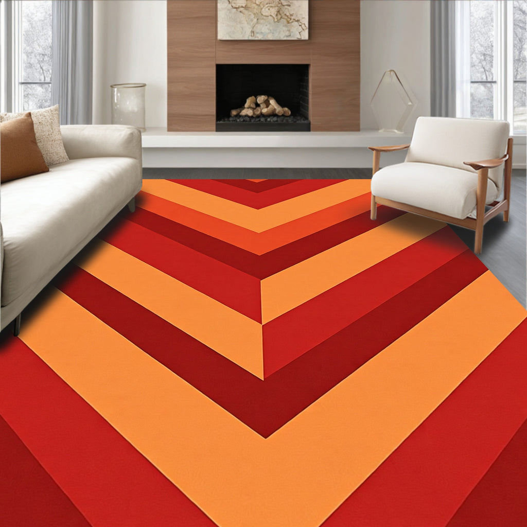 Chevron Pattern Warm Colors Design Rug