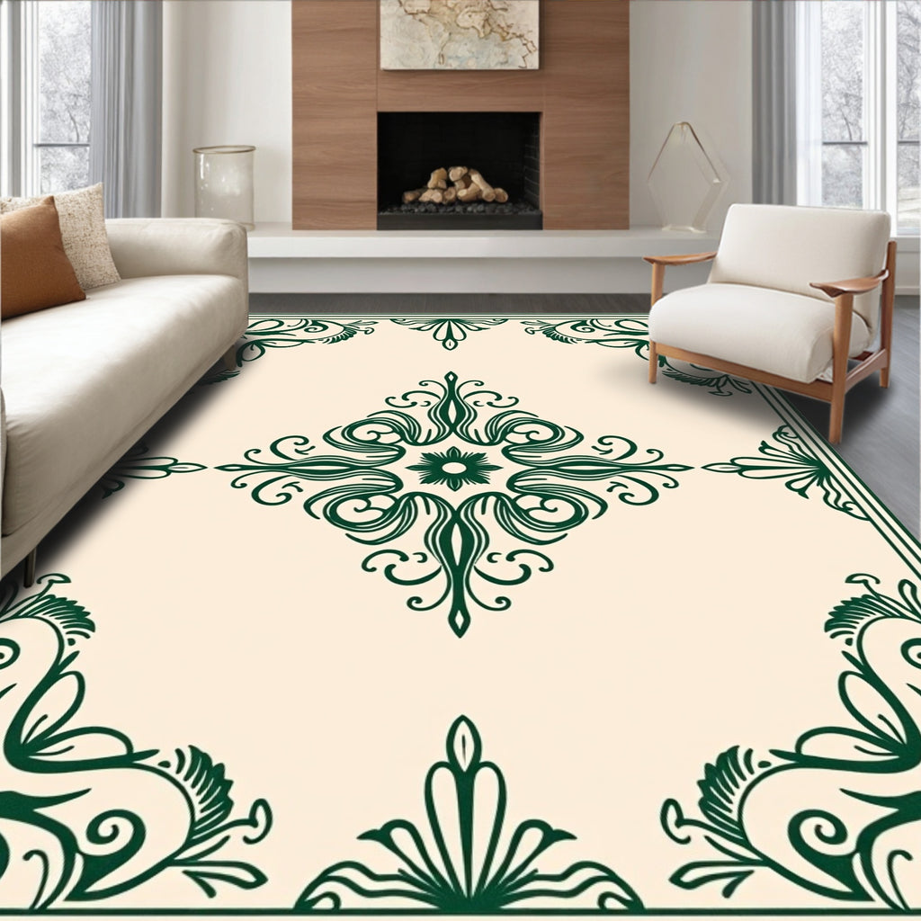 Elegant Scrollwork Frame Design Rug
