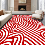 Bold Red Swirl Abstract Pattern Rug