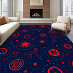Red Starburst Floral Pattern Rug