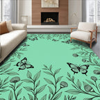 Botanical Butterfly Sketch Pattern Rug