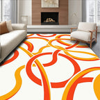 Geometric Orange Yellow Interlocking Loops Rug