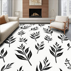 Botanical Leaf Pattern Contrast Rug