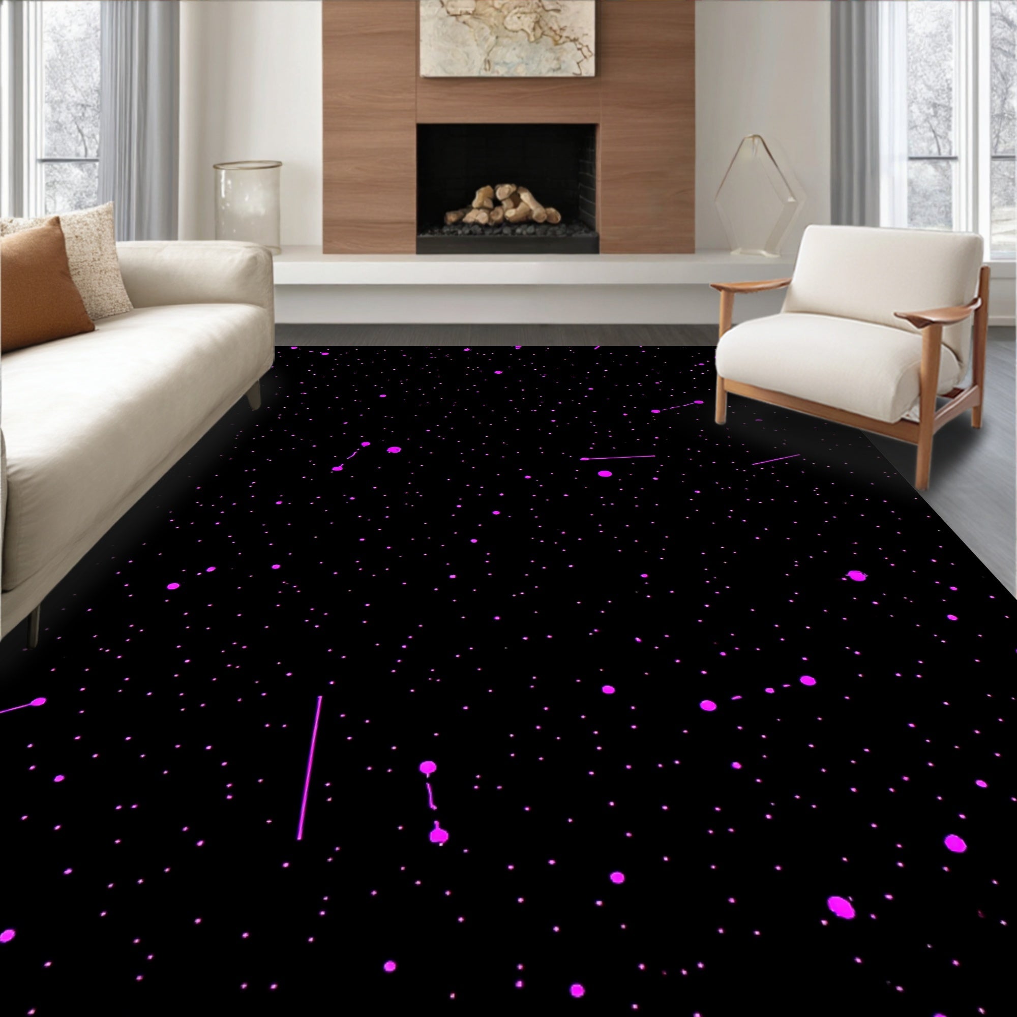 Cosmic Pink Dot Scattered Pattern Rug