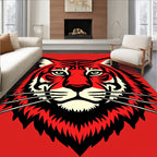 Bold Red Tiger Face Graphic Rug