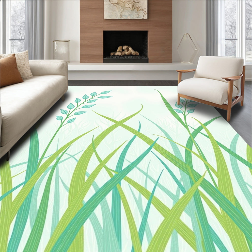 Fresh Green Grass Field Pattern Rug