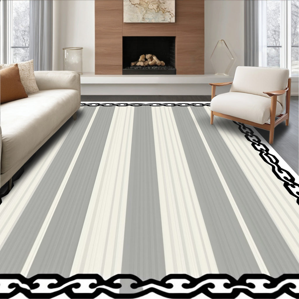 Striped Pattern With Chain Border Rug