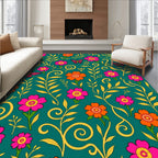 Vibrant Floral Butterfly Delight Rug