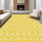 Golden Abstract Geometric Stripe Pattern Rug