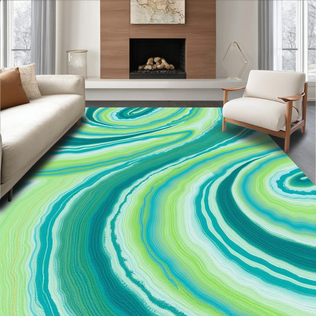Agate Swirls Of Green And Teal Rug