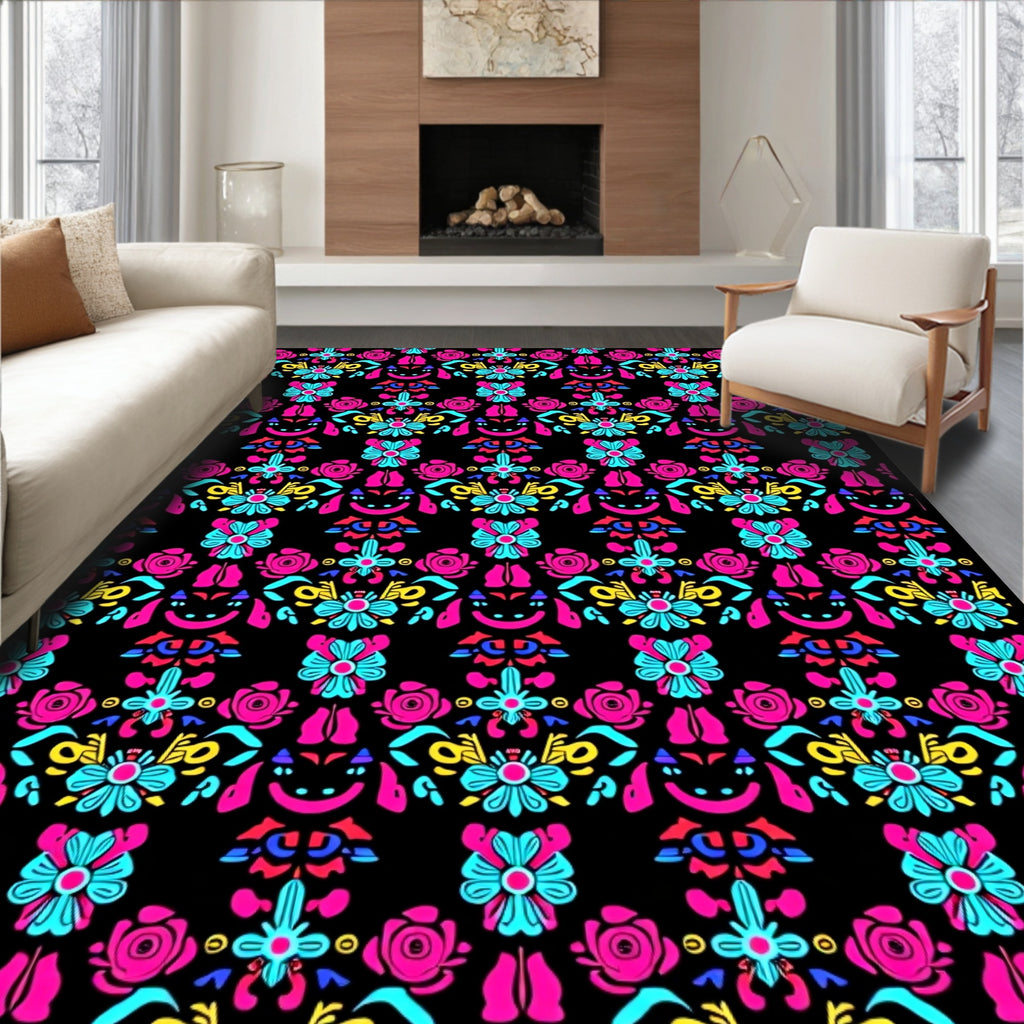Vibrant Floral Pattern Design Rug