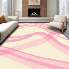 Sweet Pink Wavy Ribbon Pattern Rug