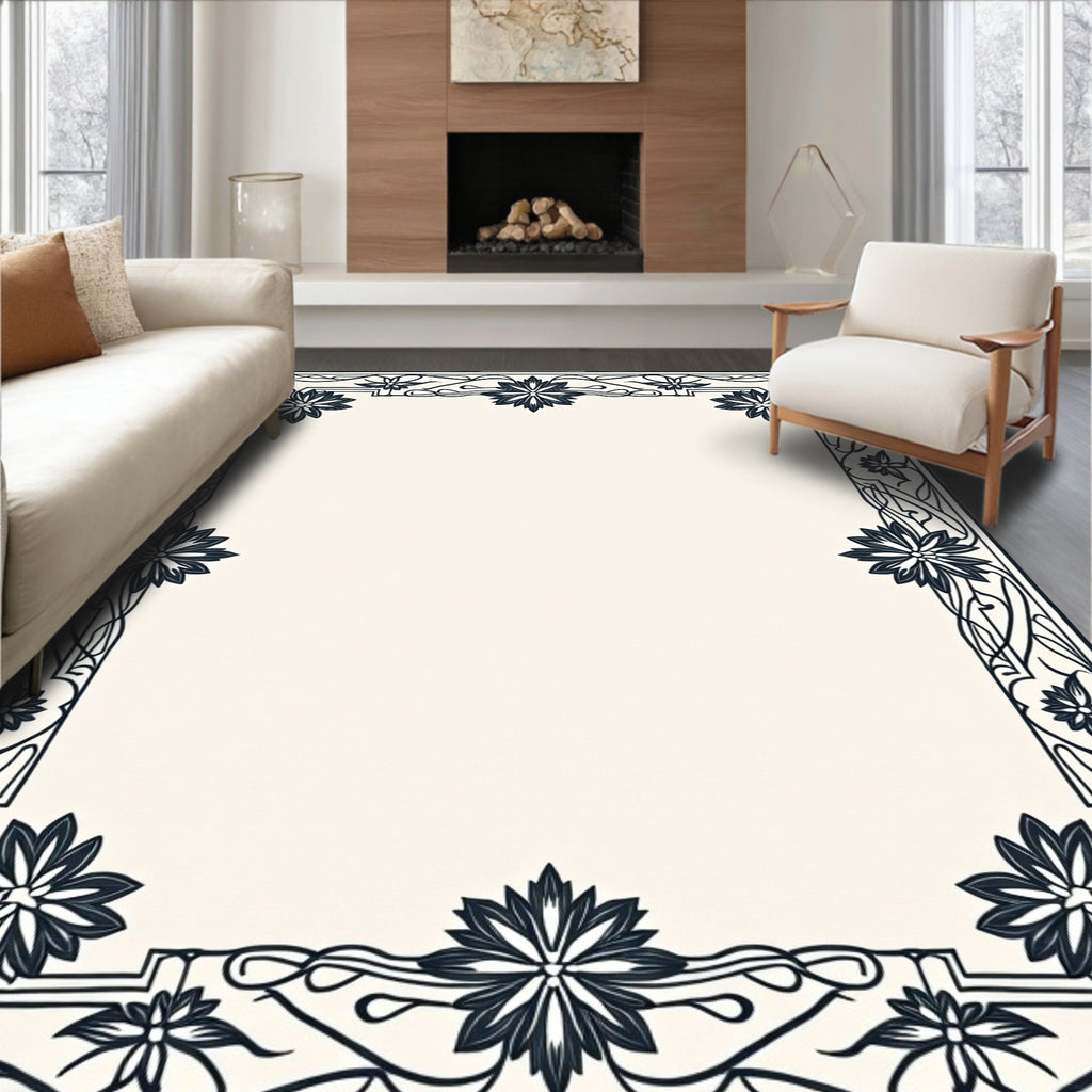 Art Nouveau Floral Frame Design Rug