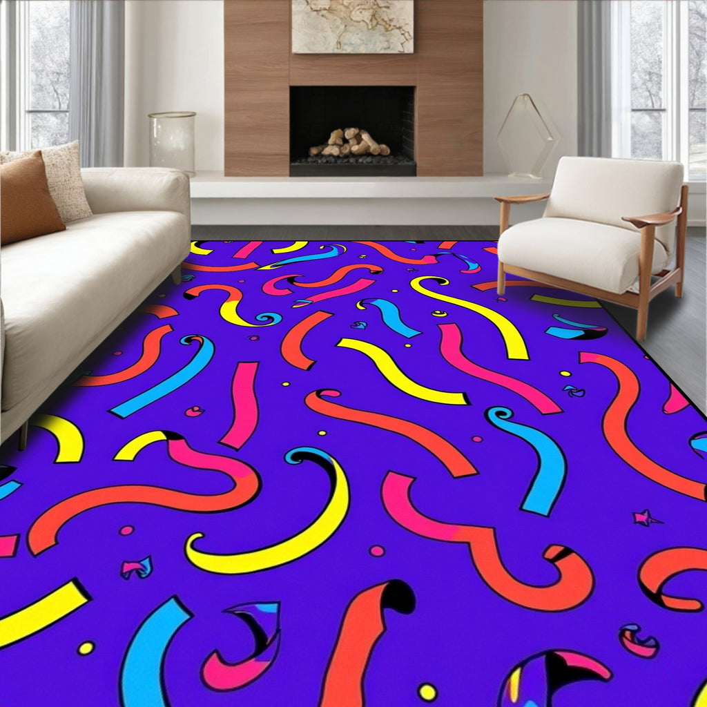 Bright Wavy Ribbon Fun Pattern Rug