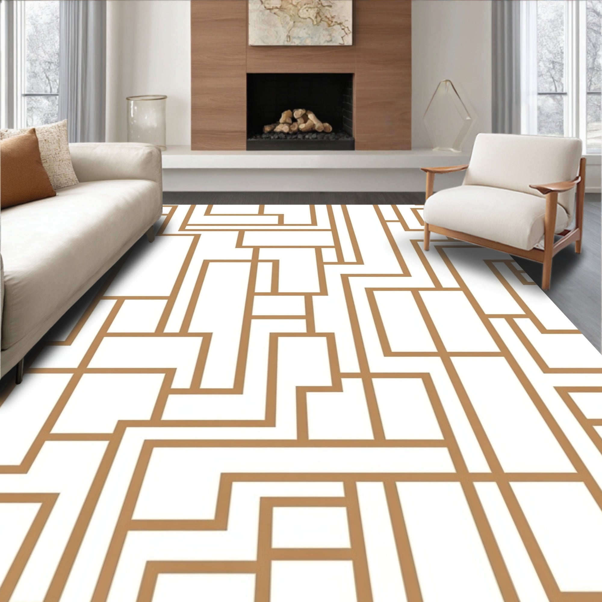 Modern Line Geometric Pattern Rug