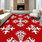 White Snowflake Damask On Red Rug