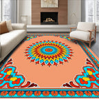 Bright Floral Mandala And Border Design Rug