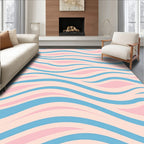 Pastel Blue Pink Wavy Stripes Rug