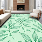 Green Woven Leaf Pattern Design Rug