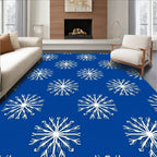 Blue White Snowflake Pattern Rug