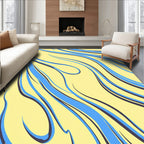 Flowing Blue And Yellow Abstract Pattern Rug