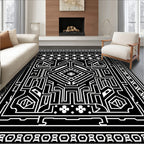 Bold Geometric Maze Pattern Rug