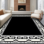 Ornate Black Cream Border Delight Rug