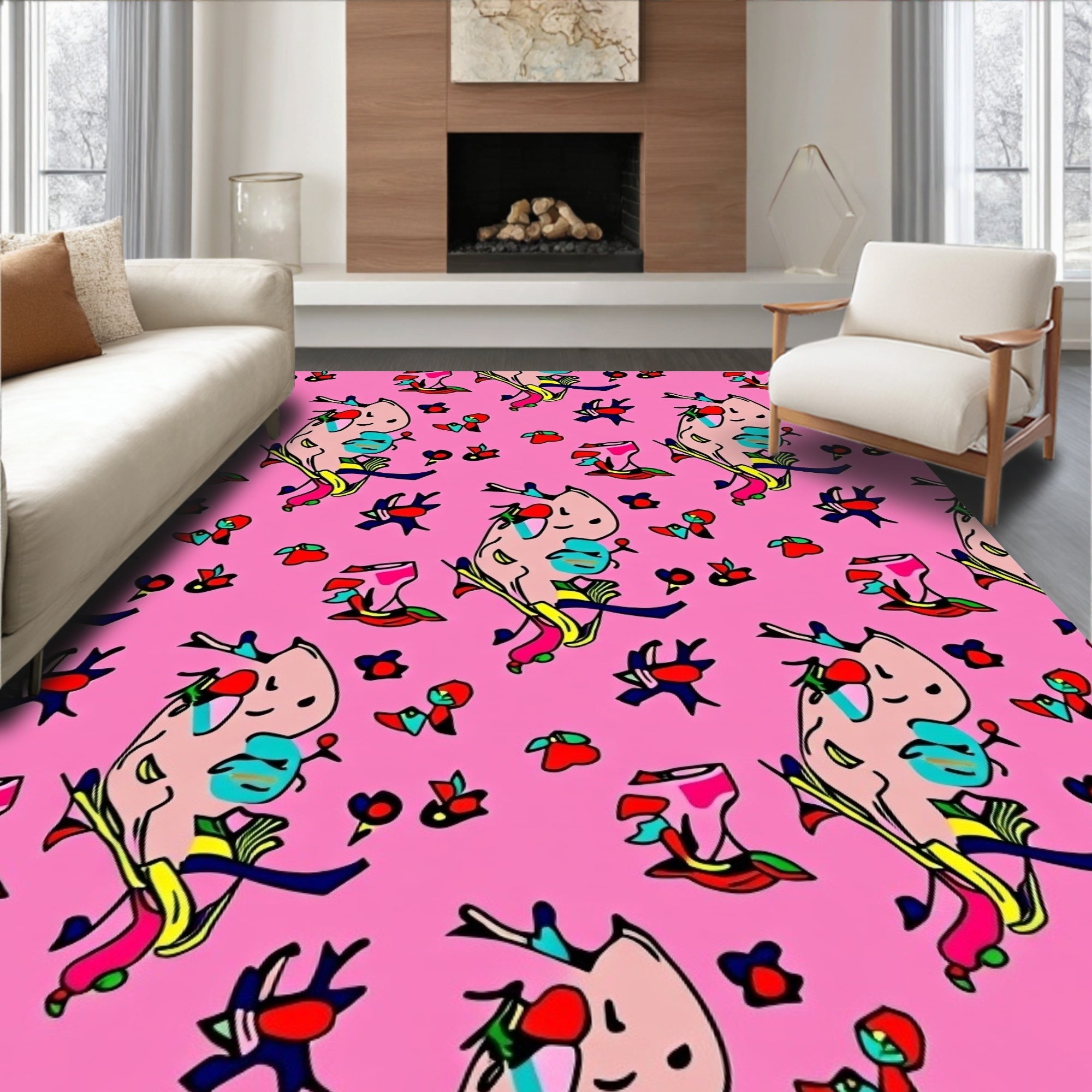 Abstract Figure Floral Cartoon Pattern Rug