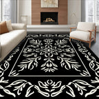 Ornate Floral Bordered Centerpiece Design Rug