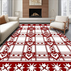Crimson White Geometric Heart Pattern Rug