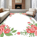 Coral Pink Rose Garden Border Rug