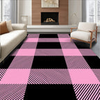 Pink Black Buffalo Check Plaid Rug