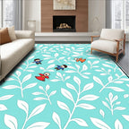 Playful Children and Leaf Pattern Rug