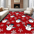 Festive Snowman And Snowflake Pattern Rug