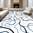 Abstract Intertwined Blue Black Waves Rug