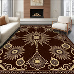 Ornate Sunburst Floral Border Design Rug