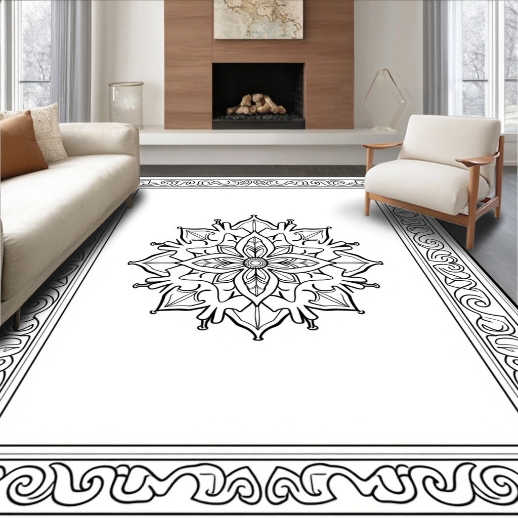 Ornate Floral Mandala Pattern Rug