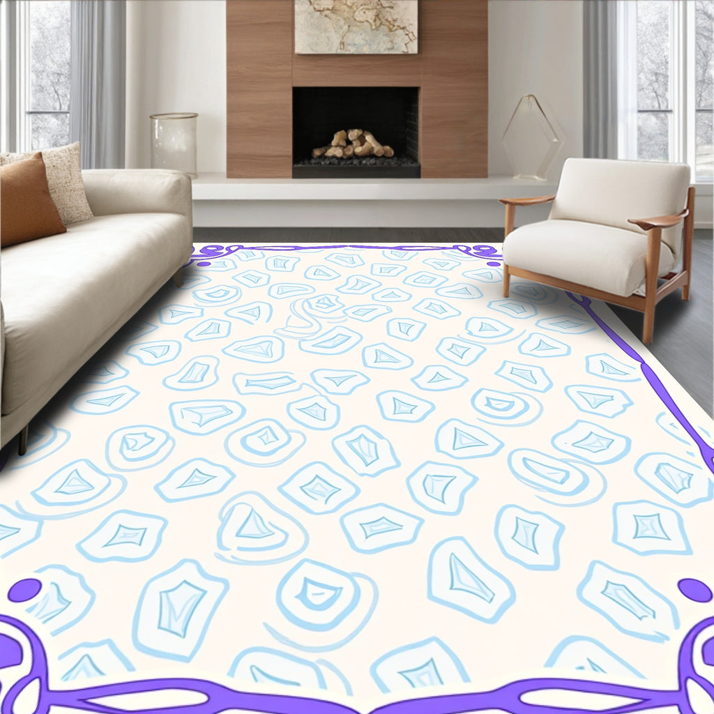 Purple Floral Art Nouveau Stone Pattern Rug