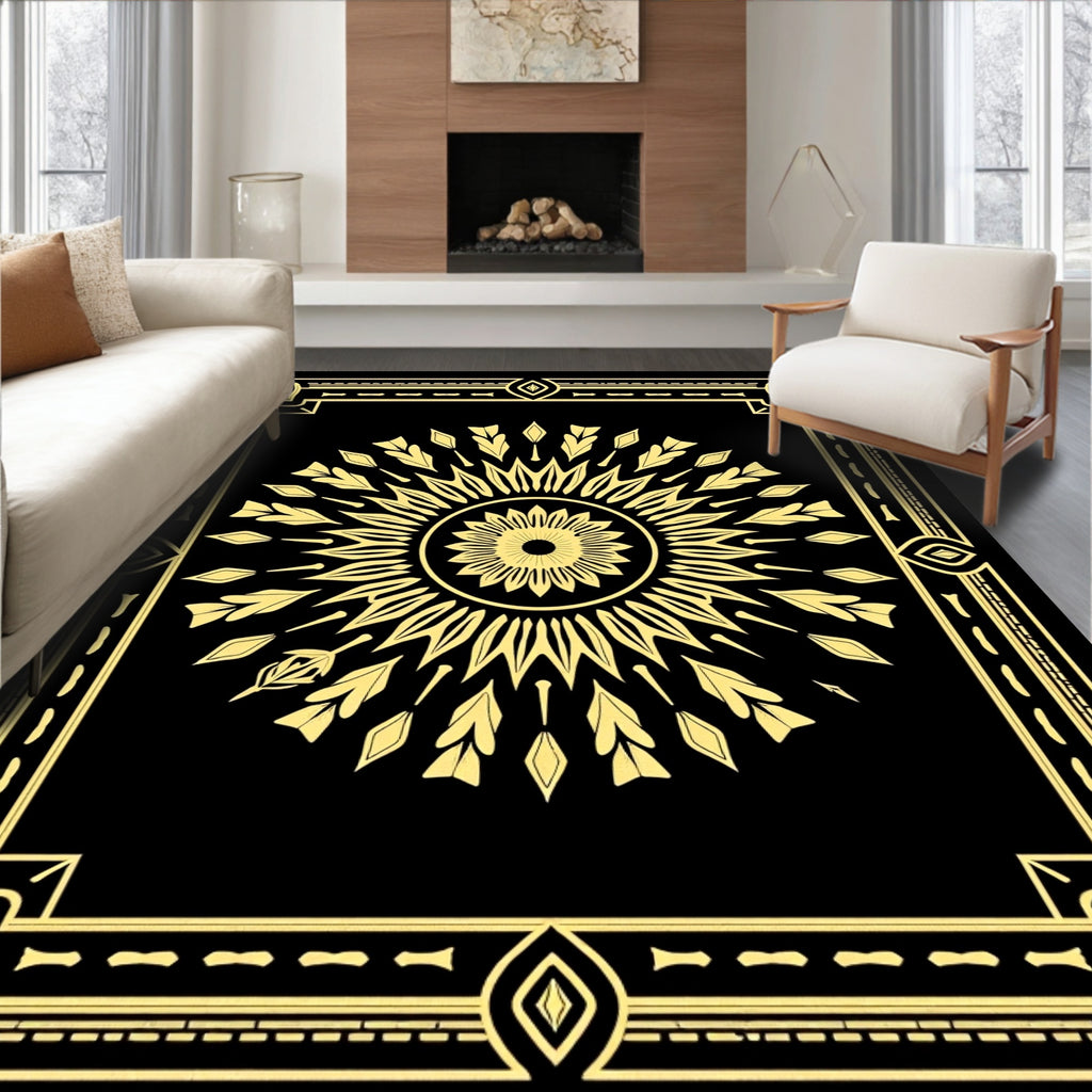 Art Deco Sunburst Geometric Motif Rug