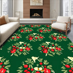 Red Berry Leaf Medallion Pattern Rug