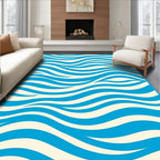 Blue Cream Flowing Abstract Waves Rug