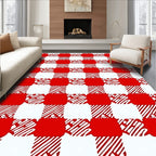 Red White Checkerboard Pattern Rug