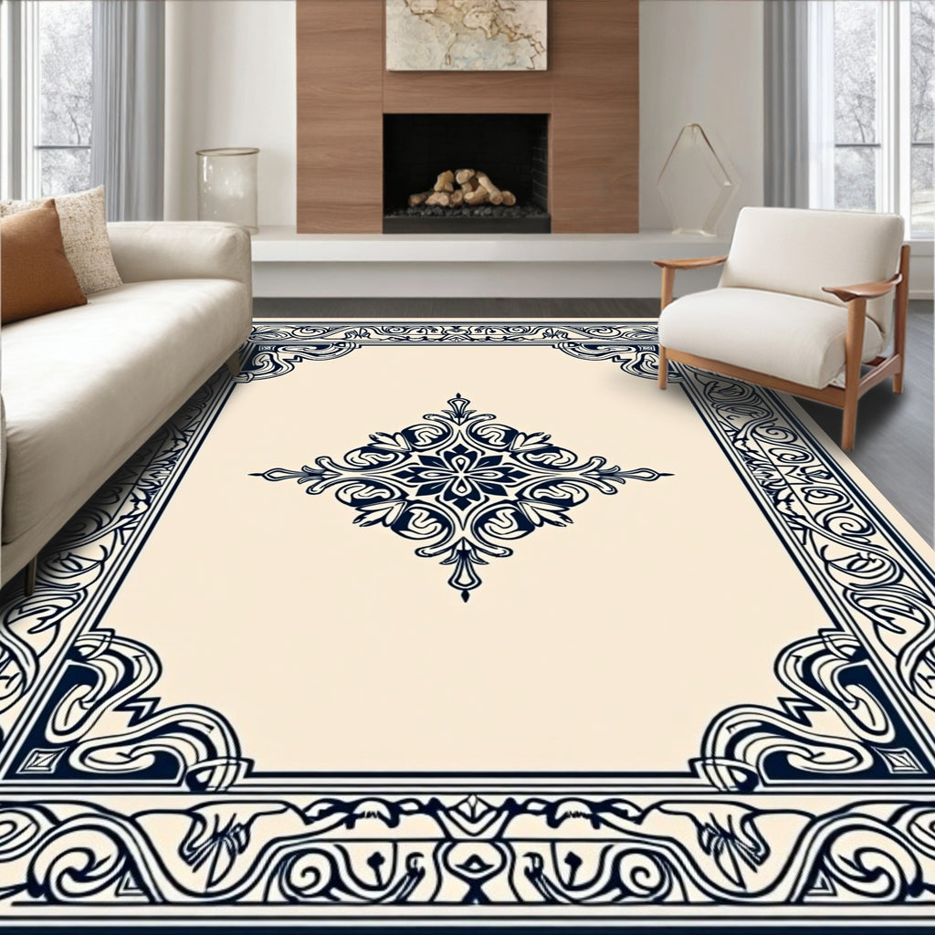 Elegant Ornamental Border Design Rug