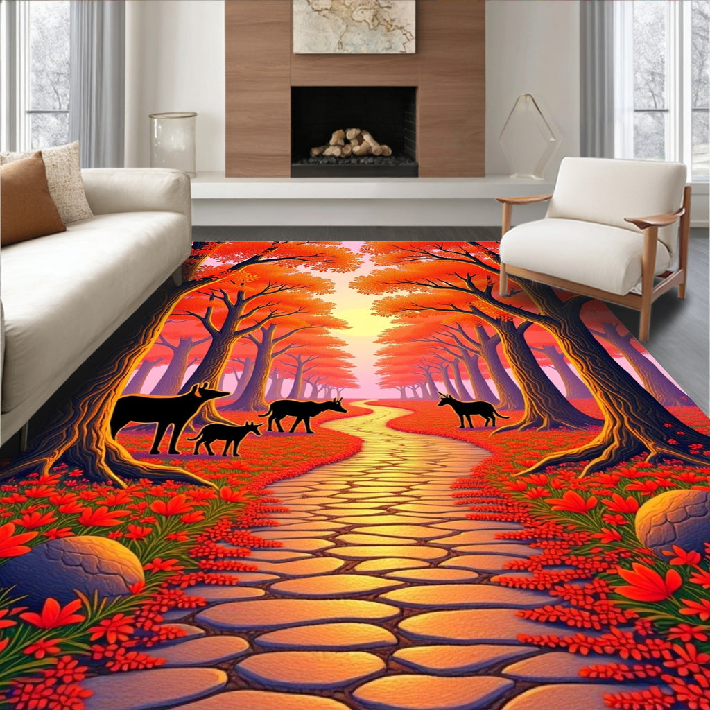 Enchanting Forest Path Autumn Vista Rug