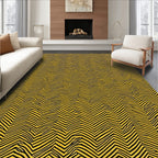 Jagged Yellow Black Wavy Stripes Rug