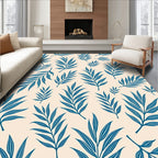 Seamless Blue Fern Leaf Pattern Rug