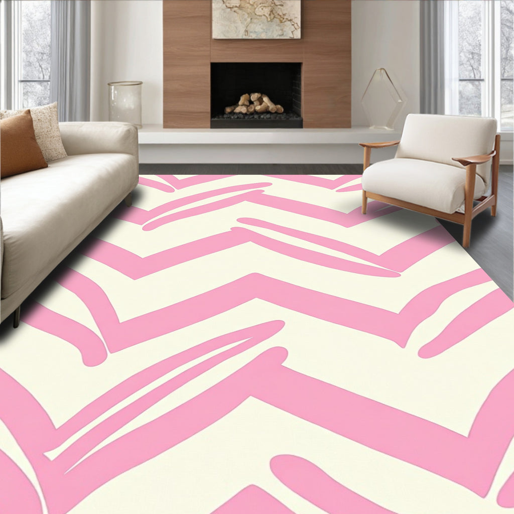 Playful Pink Chevron Pattern Rug